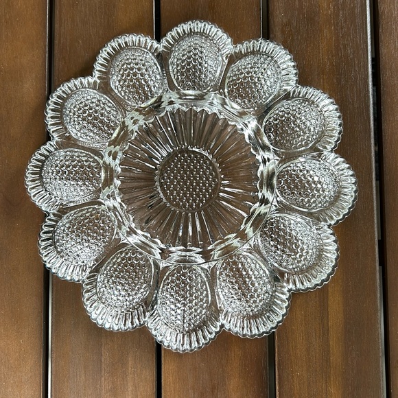 Vintage Indiana Glass Sunflower Devil Egg Platter - Picture 4 of 5